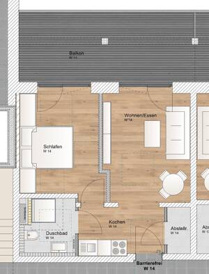 2 Zimmer OG Wohnung mit Nordbalkon