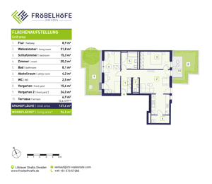 3-Zimmer Wohnung mit zwei Vorgärten in Dresden – FröbelHöfe - 4.0.2. – 1159 Dresden – Vorschaubild 2