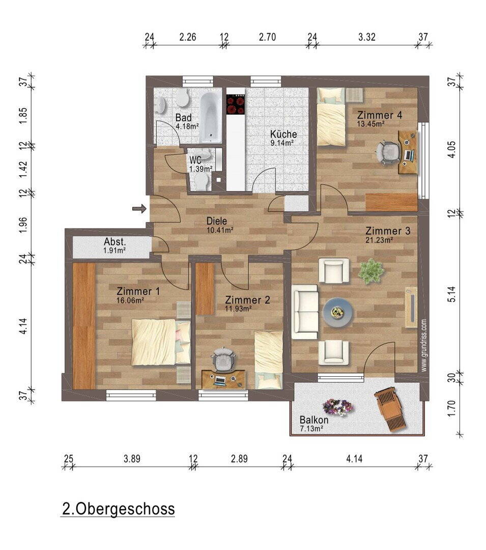 ** PROVISIONSFREI ! ** 4- Raum- ETW in D- Lörick, Niederdonker Str. 39 mit Balkon, ab sofort frei ! – Düsseldorf – Vorschaubild 2