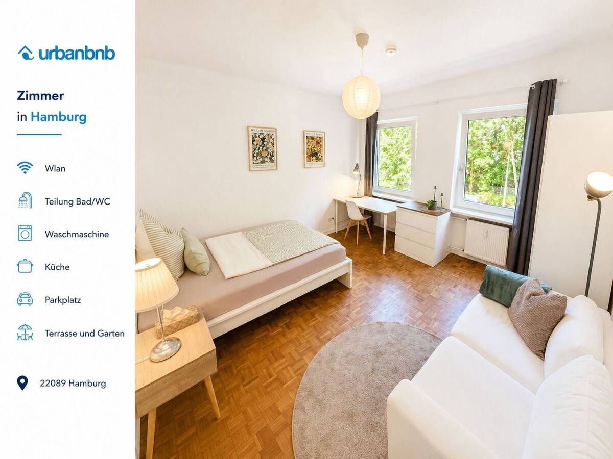 Möbliertes Zimmer Hamburg - Wohnen auf Zeit – 22089 Hamburg – Bild 1 von 9
