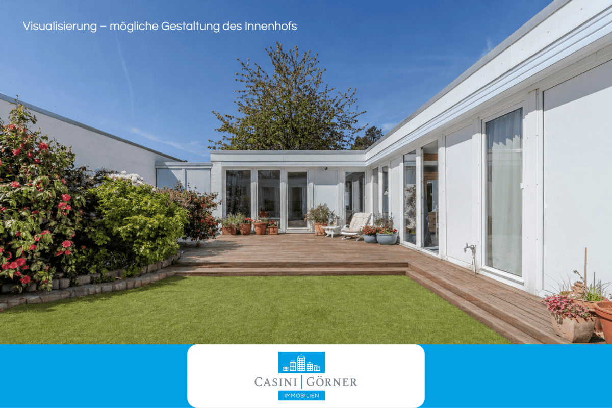 Sonniger Atrium-Bungalow mit Zimmerpotenzial, Teilkeller + Garage, Nähe International School! – 22609 Hamburg – Bild 1 von 9