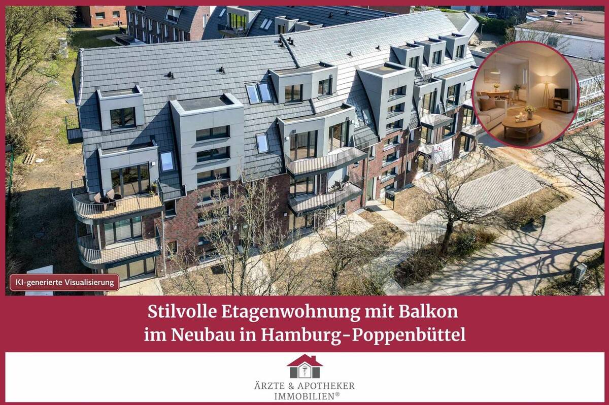 Stilvolle Etagenwohnung mit Balkon im Neubau in Hamburg-Poppenbüttel – 22399 Hamburg – Bild 1 von 9