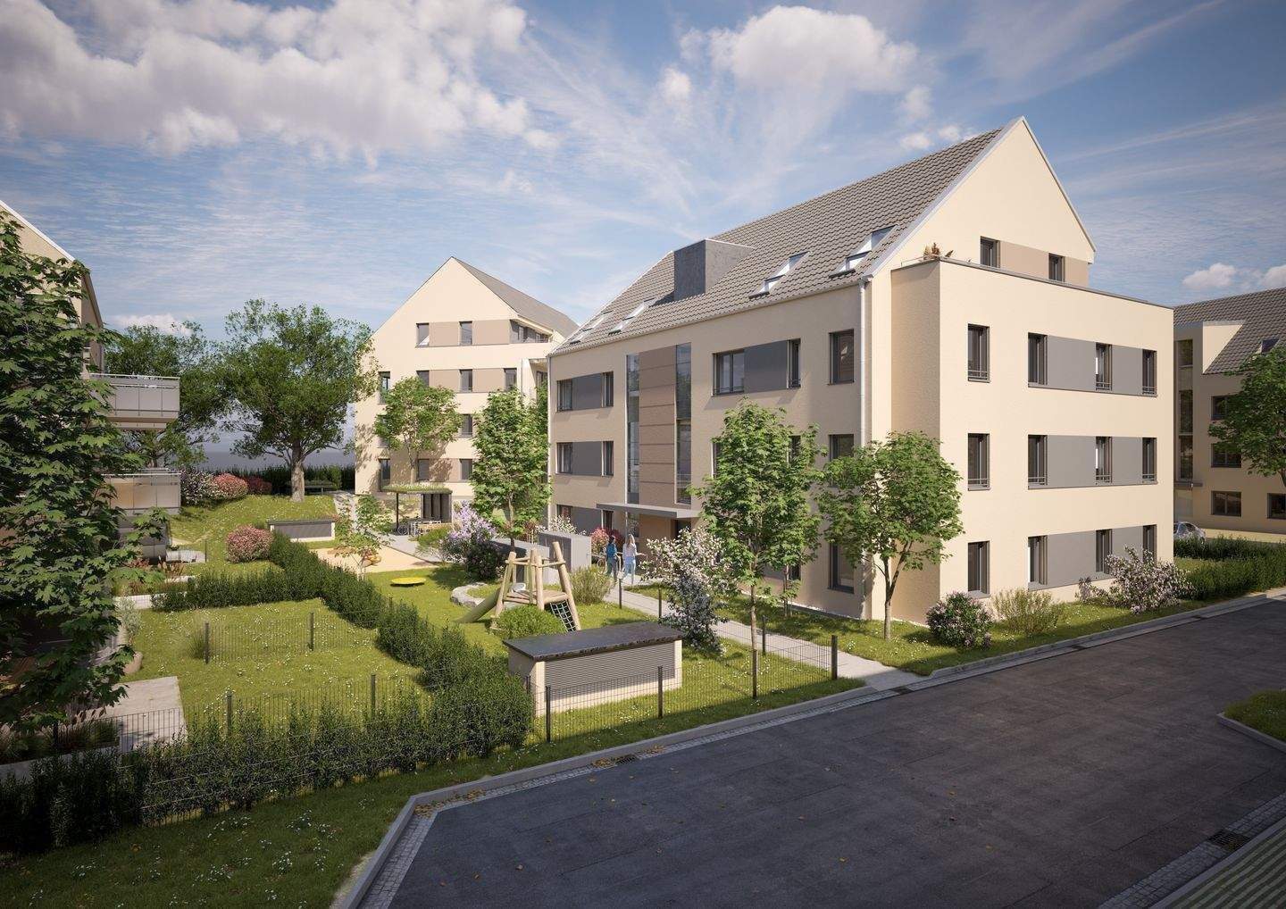 Perfekt für Familien: sonnige Balkonwohnung, Südausrichtung, 2 Bäder mit Tageslicht, KfW 40 QNG+