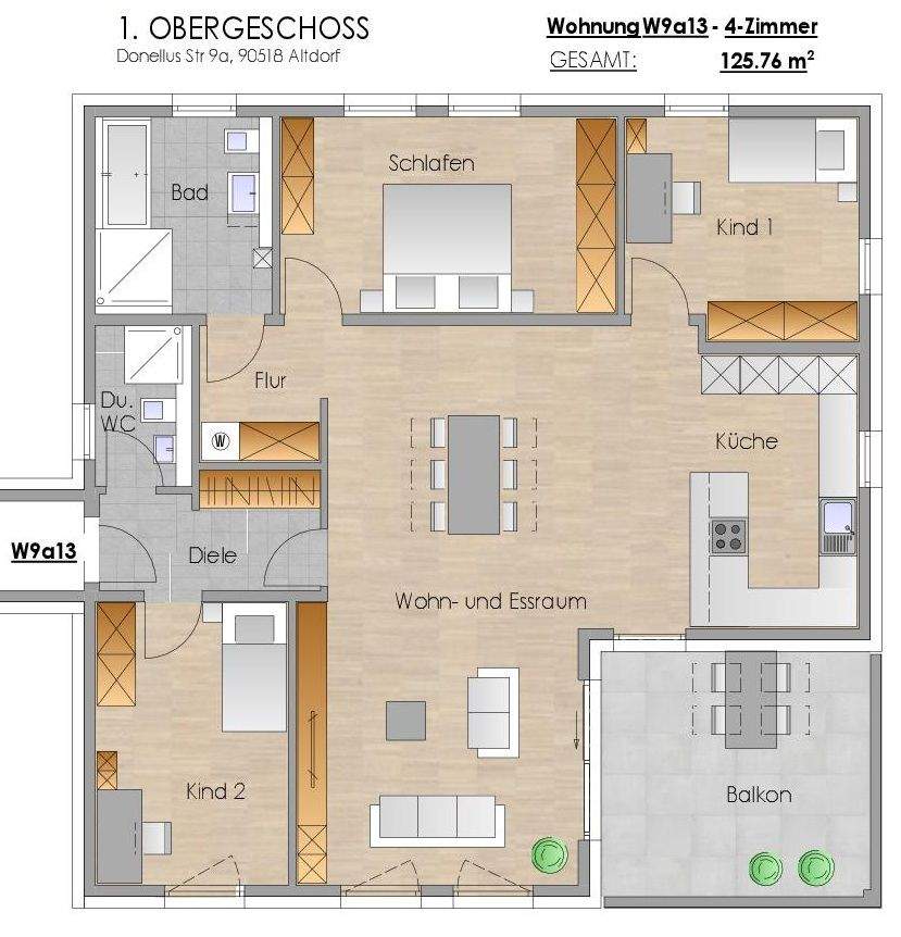 KfW 40 - QNG - NEUBAU - 4-Zimmer 1.OG, Balkon, Wärmepumpe + PV-Anlage – Altdorf bei Nürnberg – Bild 1 von 9