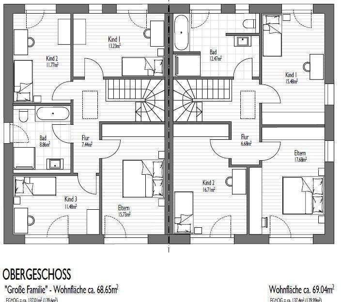 Baubeginn erfolgt - Neubau von anspruchsvollen Doppelhäusern "Mühlengarten" im Herzen von Oberneuland (Oberneulander Mühle) – Bremen – Vorschaubild 6