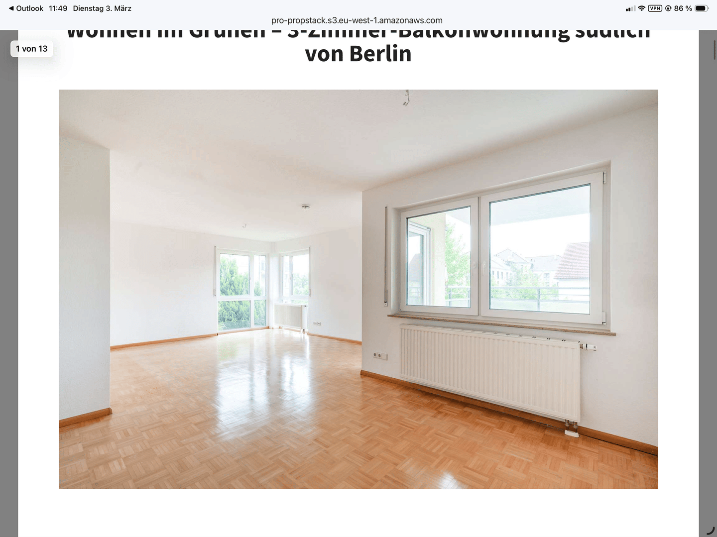 Hochwertige 3-Zimmer-Wohnung mit Balkon, Parkett & ruhiger Lage – Blankenfelde-Mahlow – Vorschaubild 2