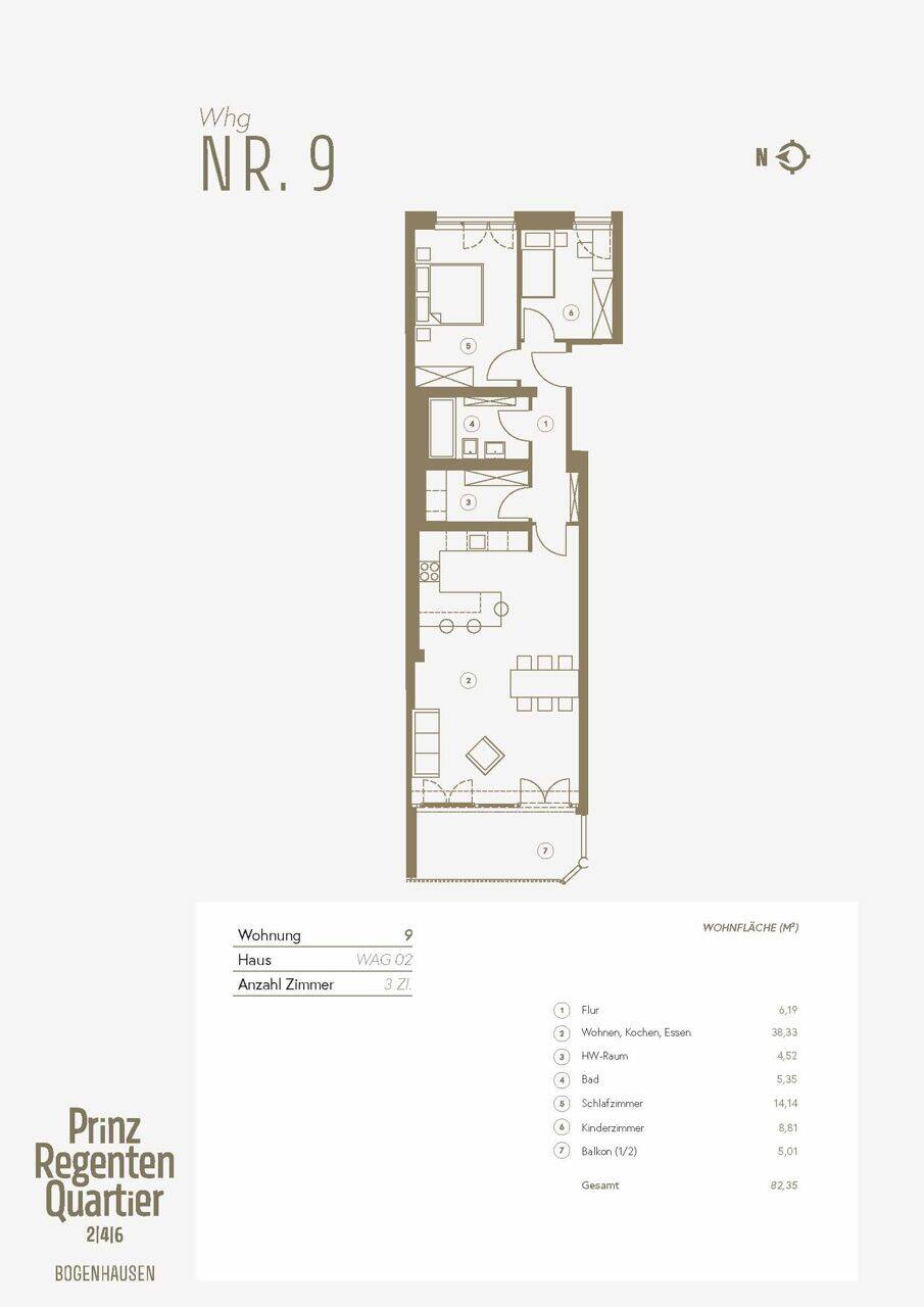 WE Nr. 9: Modernes Wohnen - Helle 3-Zimmer-Wohnung mit großzügigem Wohnbereich – München – Vorschaubild 8
