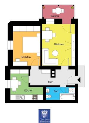 Komfortables Wohnen mit großem Balkon und separater Küche in ruhiger, grüner Lage. – 1159 Dresden – Vorschaubild 2