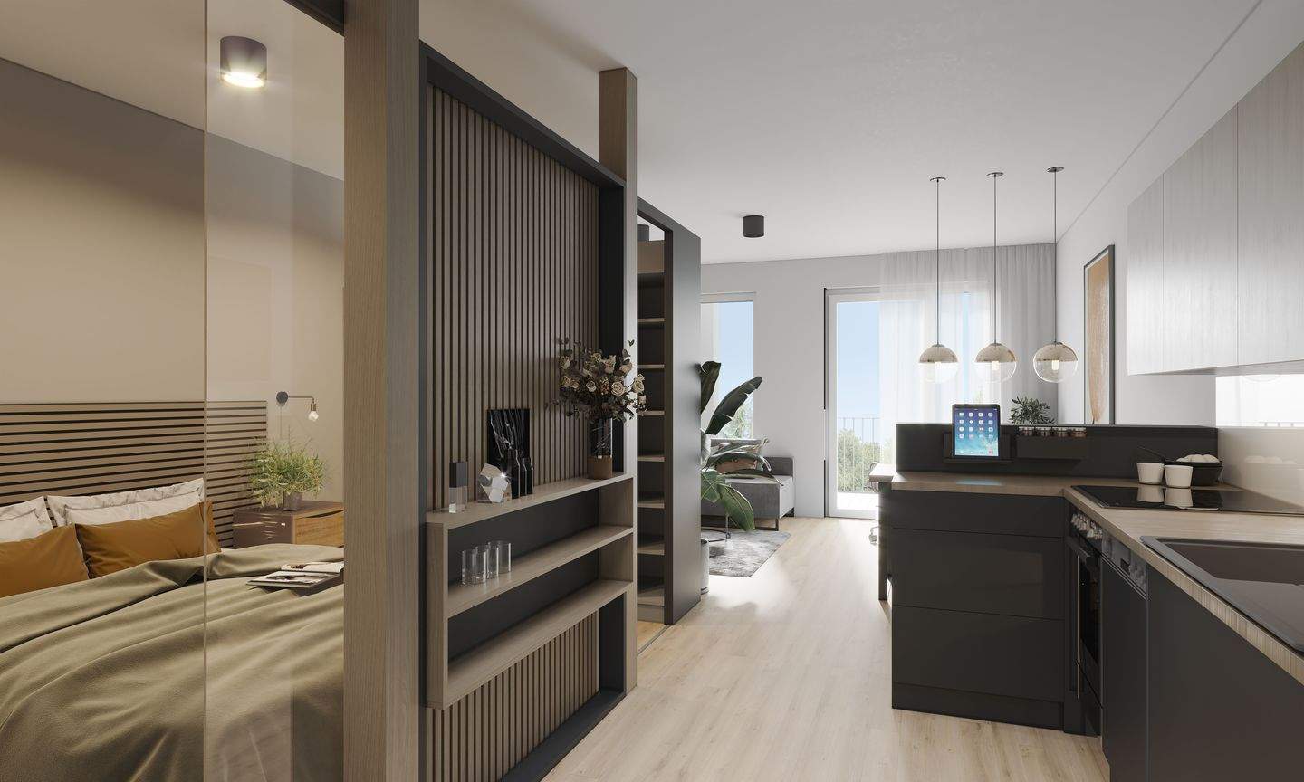 NEUBAU  Exclusives 1,5 Zimmer Apartment mit Einbauküche und Balkon zum Hofgarten ab Juli 2026