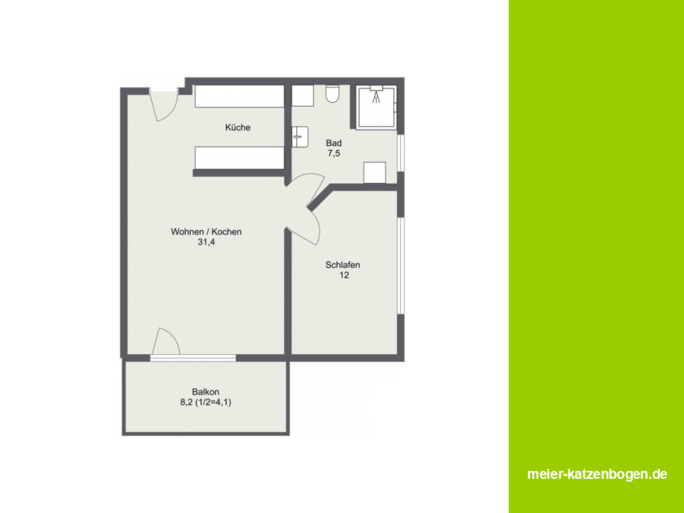 Moderne 2-Zimmerwohnung mit Küche, Balkon und Tiefgarage in Mailing – Ingolstadt – Vorschaubild 8