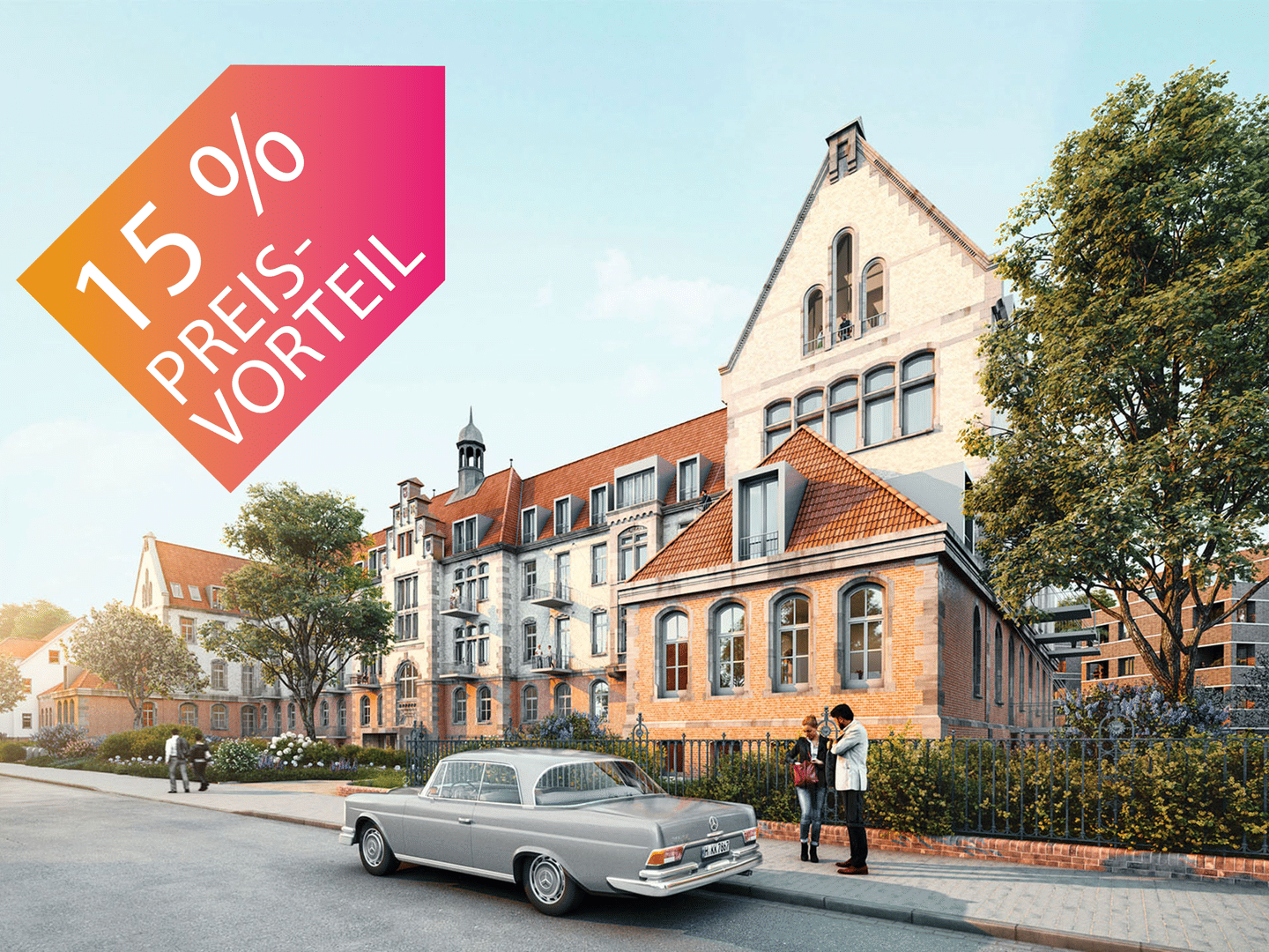 Heute kaufen, morgen einziehen – jetzt mit 15 % Preisvorteil: Wohnen mit Geschichte – 3-Zimmer-Altbauwohnung mit Balkon im Denkmal - WE 734