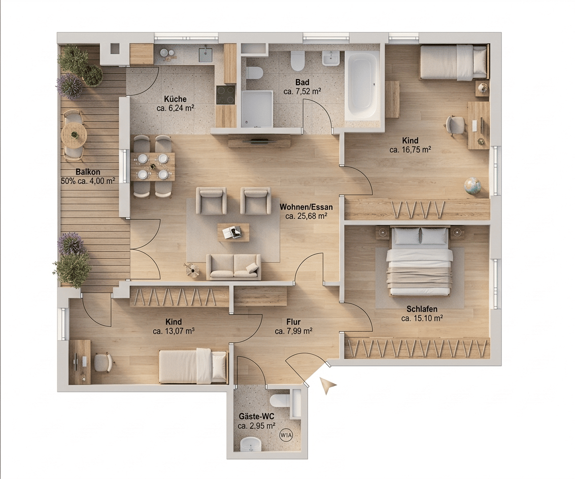 Von Privat: Attraktive freie 4 Zi. Whg. 100m2, 3.OG, Loggia mit Alpenblick Nähe Riemer Park /See