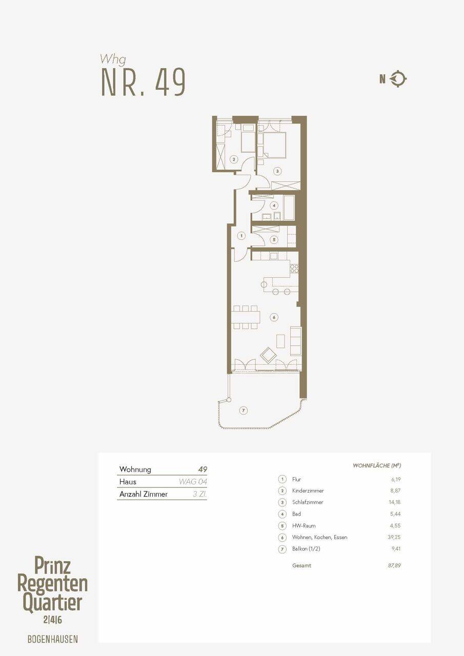 Wohnung Nr. 49: Großzügig geschnittene 3-Zimmer-Wohnung - Familienfreundlich und lichtdurchflutet – München – Vorschaubild 9