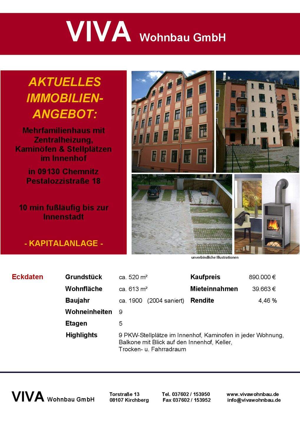 Mehrfamilienhaus mit Kaminöfen & Stellplätzen im Innenhof in Chemnitz – Chemnitz – Vorschaubild 2