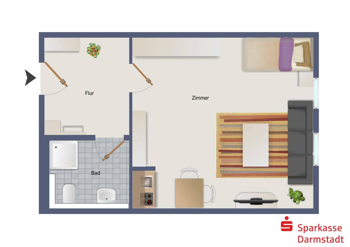 Helles 1-Zimmer Apartment in zentraler Lage – Darmstadt – Vorschaubild 7