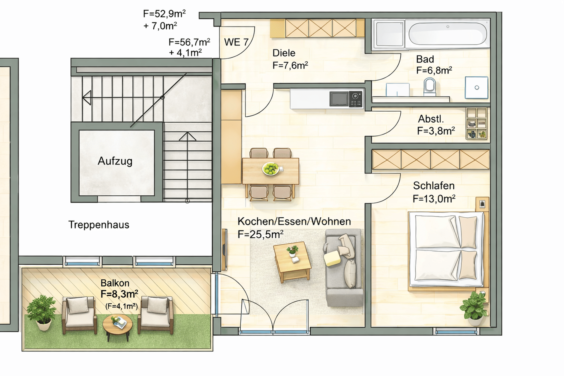 Etagenwohnung in 92439 Bodenwöhr mit 60,8 m² kaufen