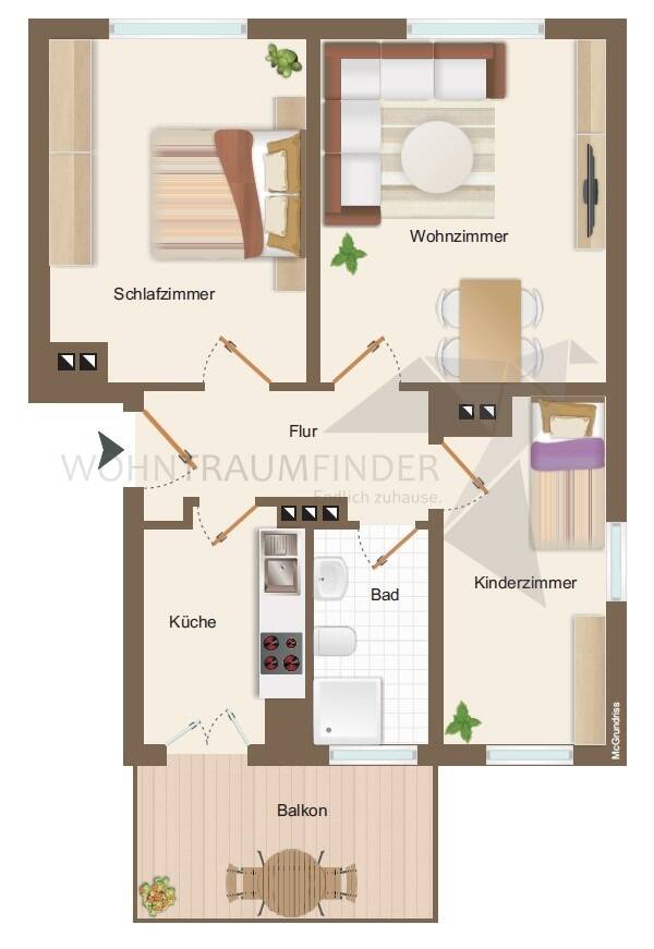 ++ EBK inklusive ++ Moderne 3-Raum-Wohnung mit Balkon und Tageslichtbad – Chemnitz – Vorschaubild 2