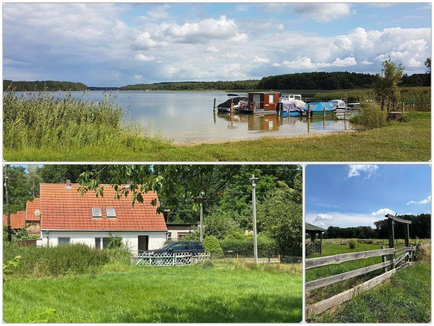 Altes Haus mit Wiesen unweit Gudelacksee bei Lindow