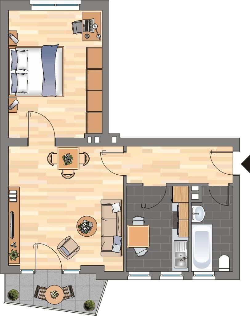 Demnächst frei! 2-Zimmer-Wohnung in Düsseldorf Rath – Düsseldorf – Vorschaubild 2