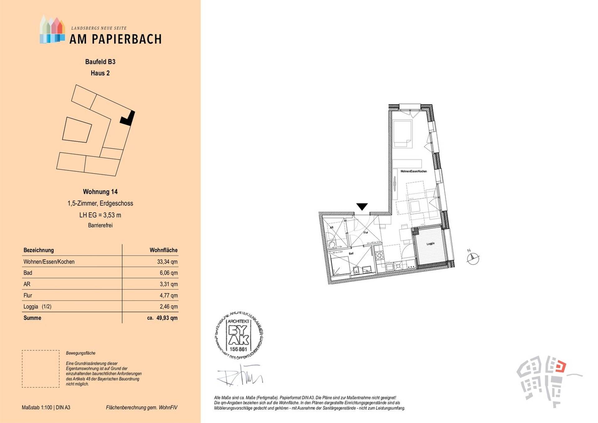 Erdgeschosswohnung in 86899 Landsberg am Lech mit 49,93 m² kaufen