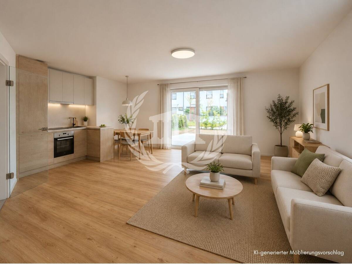 Sofort verfügbar: 3-Zi-Neubauwohnung im EG mit Terrasse & Garten | KfW40 QNG | TG-Stellplatz | W01 – 93059 Regensburg – Bild 1 von 9