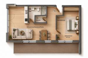 2-Zimmer-Neubau mit XXL-Balkon (28 m²) im Gutleutviertel – 60327 Frankfurt am Main – Vorschaubild 3