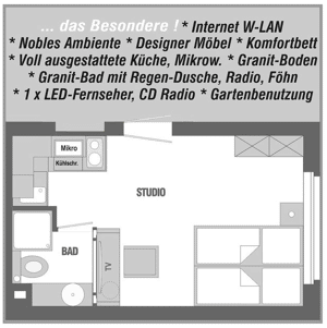 Kompakt, möbliert, voll ausgestattet; 1 Zi-Apartment, Küchenzeile, Du/WC, gehobener Standard – 55122 Mainz – Vorschaubild 1