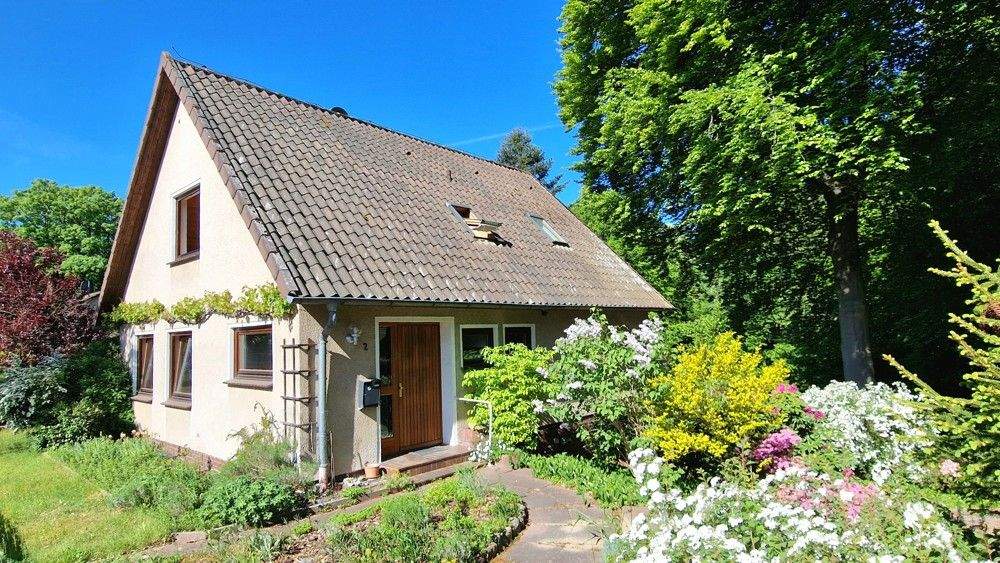Blick auf den Cordinger Mühlteich: Einfamilienhaus mit Einliegerwohnung – Bomlitz – Bild 1 von 4