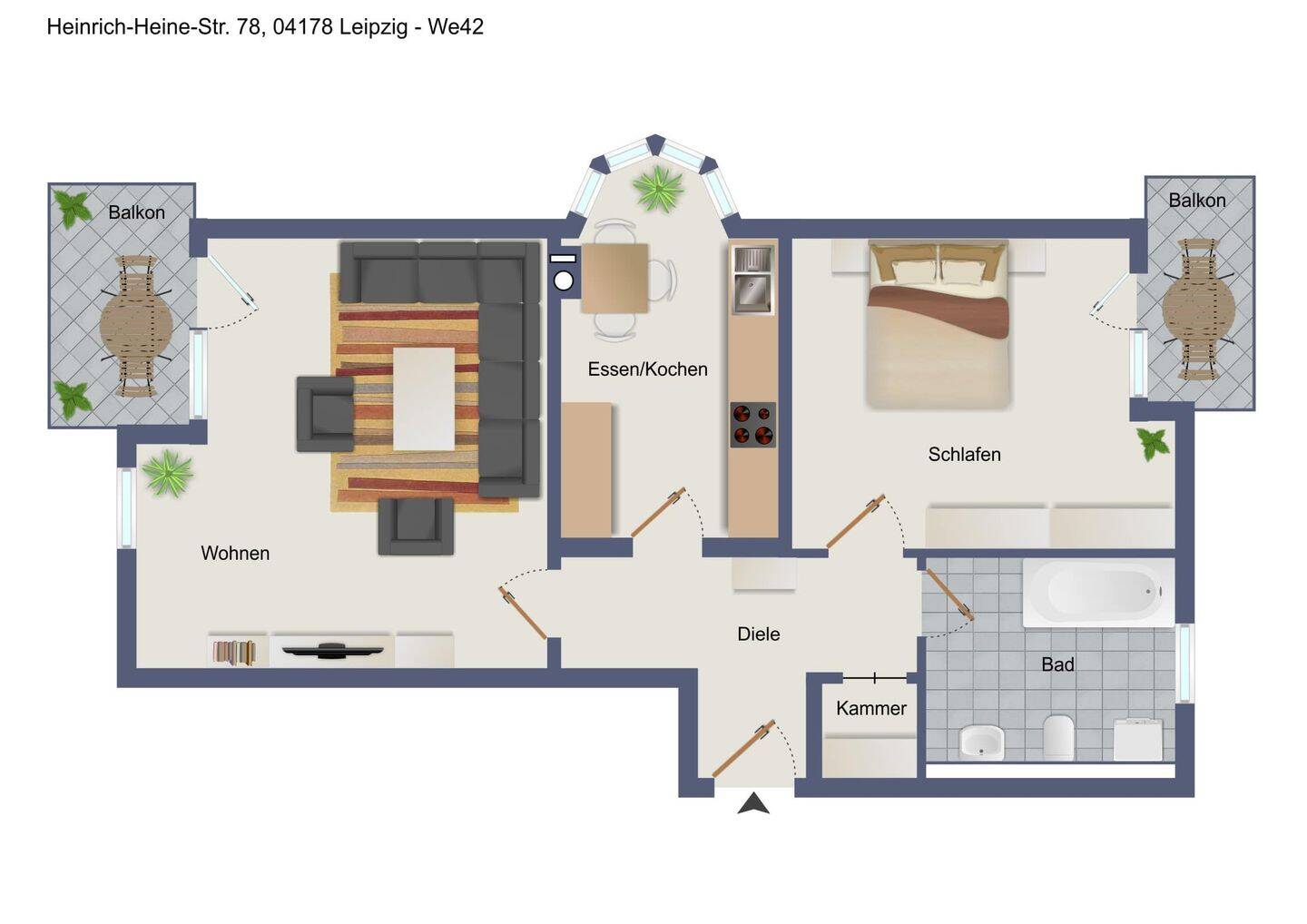 2-Raum | Balkon | Tageslichtbad | TG-Stellplatz | Vermietet – Leipzig – Vorschaubild 4