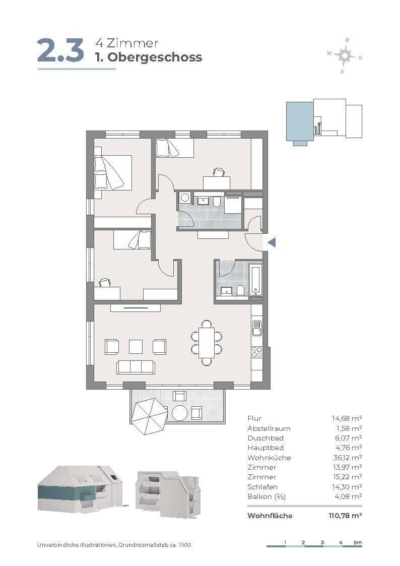 Lichtdurchflutete 4-Zimmer-Wohnung mit sonnigem Balkon im 1. OG - WE 2.3 – Berlin – Vorschaubild 7