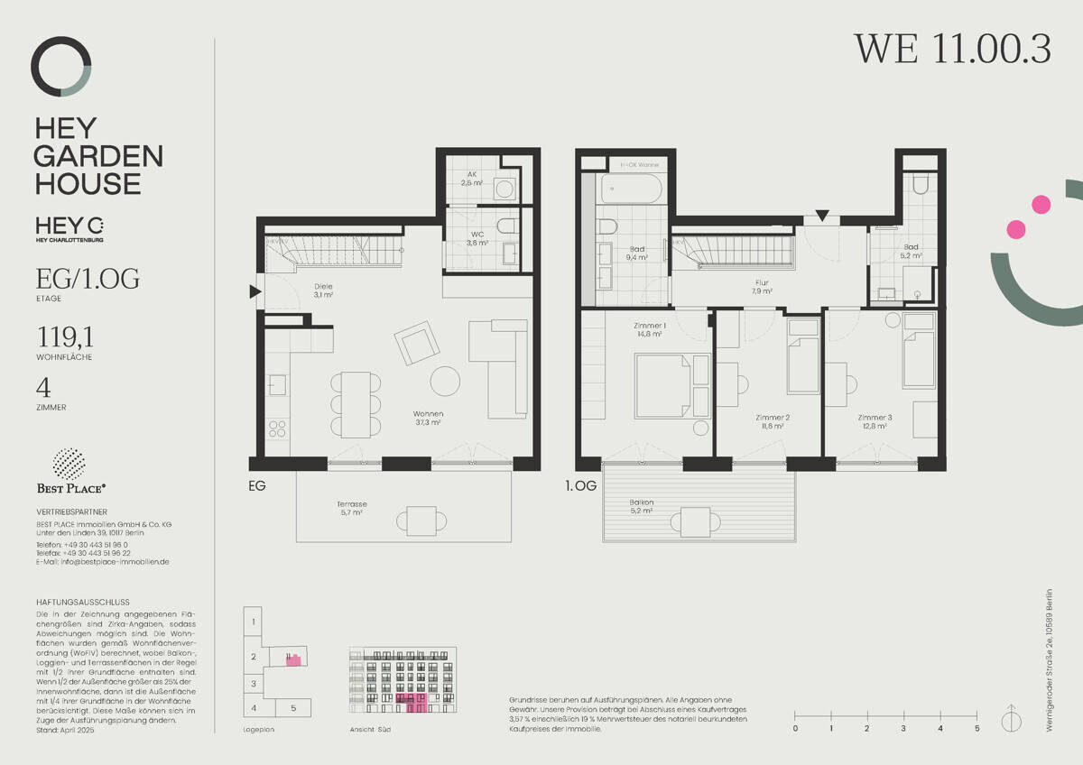 Zuhause auf der Mierendorff-Insel: Maisonette-Wohnung mit 4 Zimmern, Terrasse und Balkon in Süd-Ausrichtung – Berlin – Vorschaubild 3