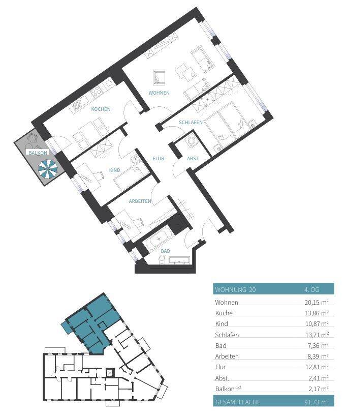 Erstbezug nach Sanierung - Moderne 4-Zimmer-Wohnung mit Balkon – Chemnitz – Vorschaubild 2