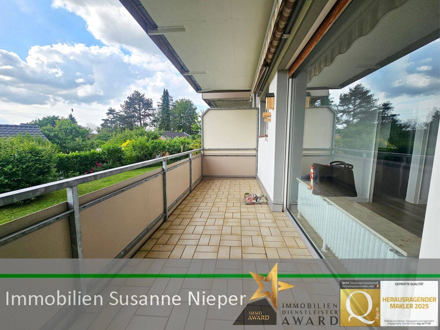 Lichthelle Erdgeschosswohnung mit XXL-Balkon und Einbauküche an der Stadtgrenze zu Haan und Hilden