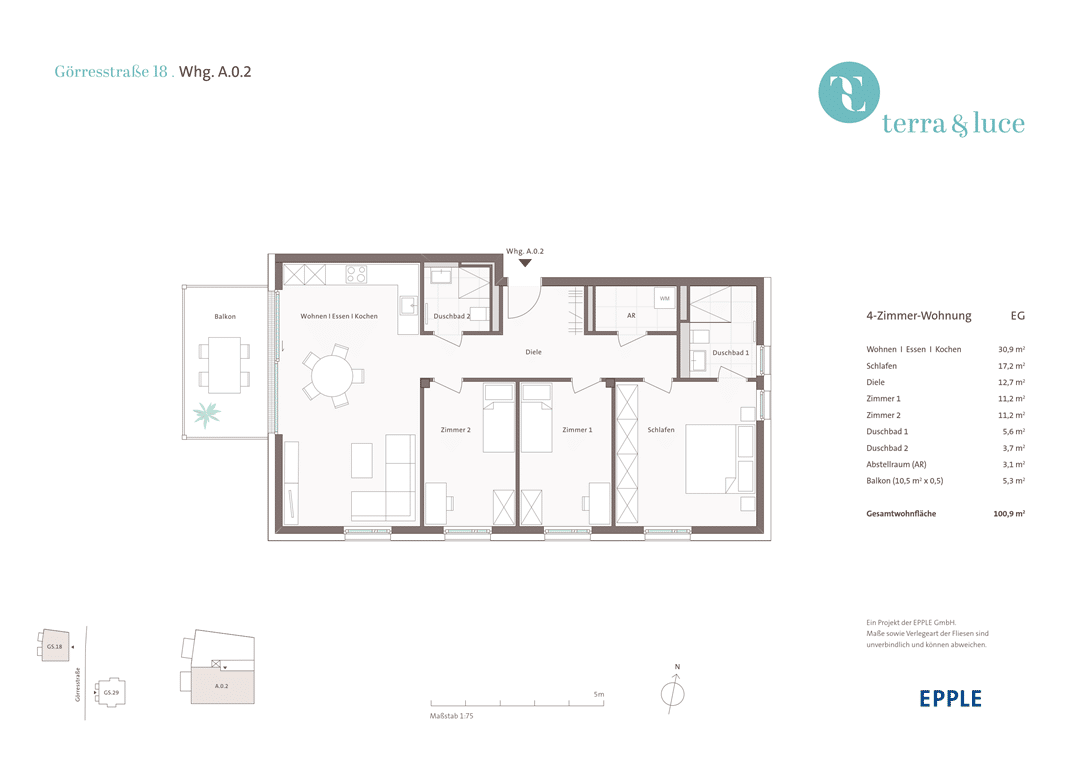Dolce Vita in Heidelberg - 4-Zimmer-Wohnung mit sonnigen Abendstunden auf Westbalkon. – Heidelberg – Vorschaubild 2