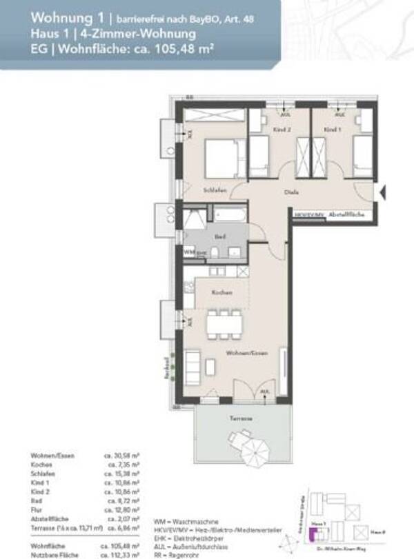 Erdgeschosswohnung in 83043 Bad Aibling mit 105,48 m² kaufen