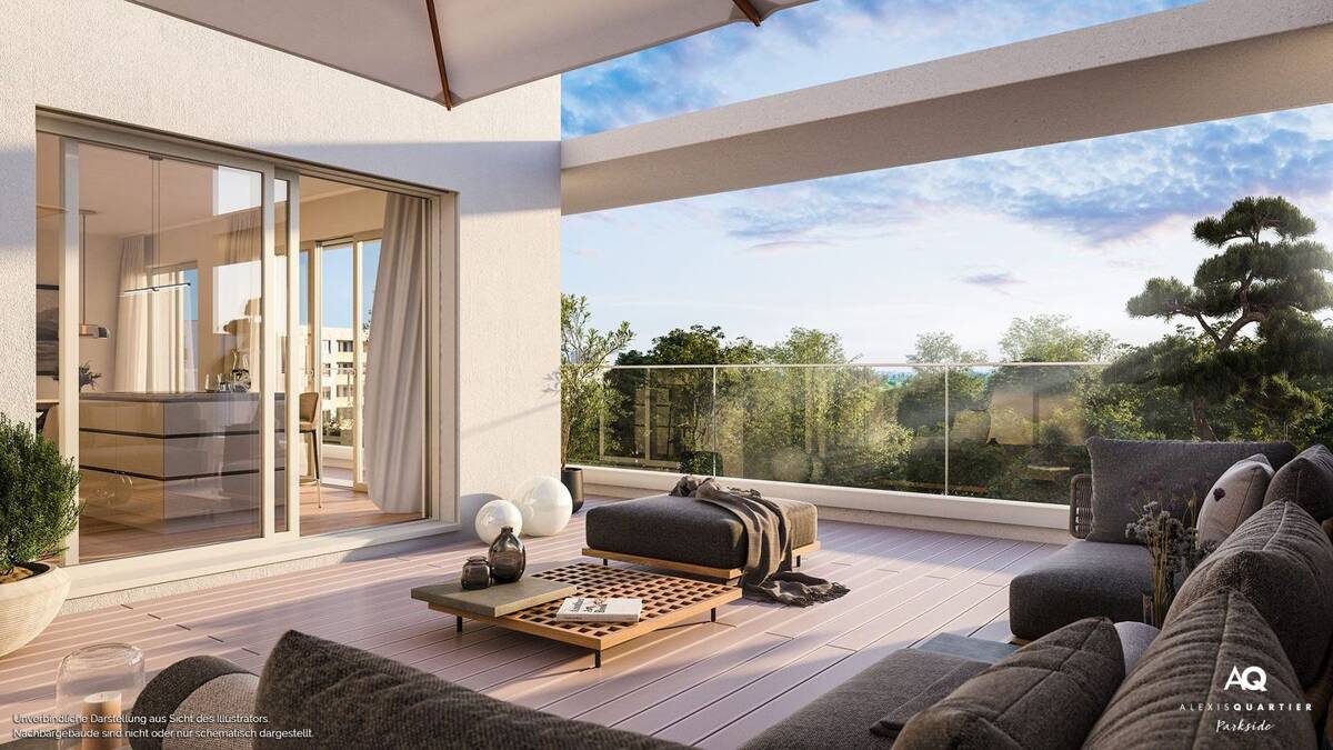 4-Zi-Whg. mit 2 großzügigen Tageslichtbädern, davon 1 en suite u. großzügigem Balkon zum Park – 81735 München – Bild 1 von 9