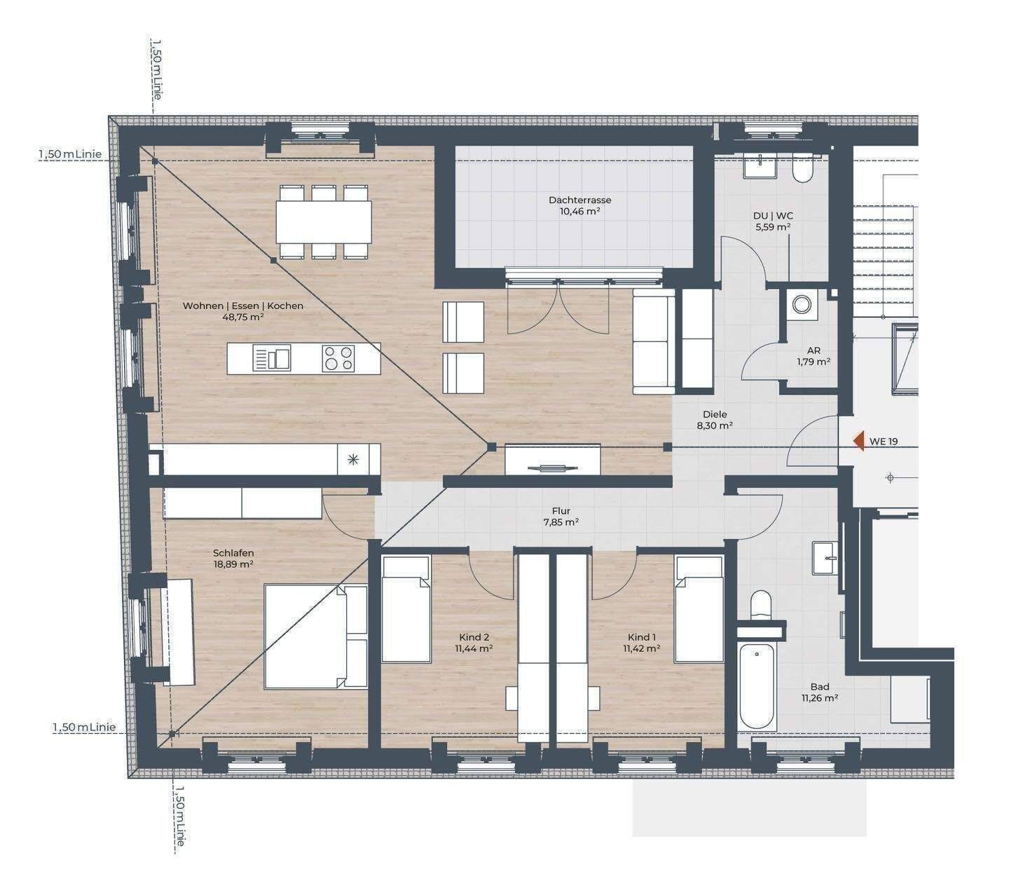 Wunderschöne Neubauwohnung in zentraler Lage mit Dachterrasse – Nürnberg – Vorschaubild 3
