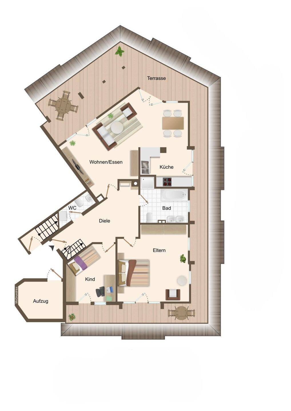 Großzügige 4-Zimmer-Wohnung mit Dachterrasse auf 2 Ebenen – Würzburg – Vorschaubild 9