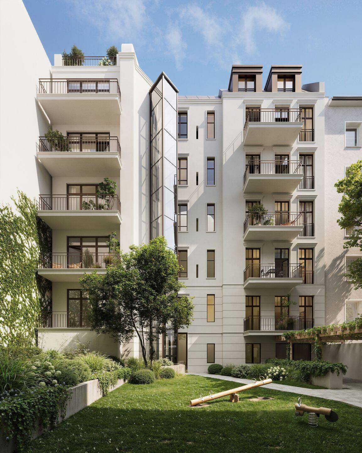 Aufwendig sanierter Altbau mit zwei Zimmern und Terrasse in ruhiger Gartenlage