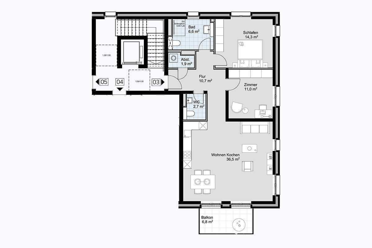 3-Zimmer – Moderne Neubau-Stadtwohnung – Schleswig – Vorschaubild 5