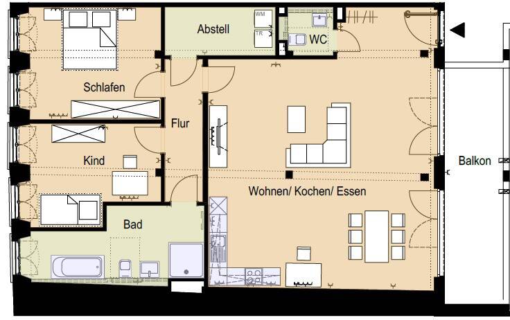 Charmante 3-Zi.-Wohnung mit sonnigem Balkon, moderner Küche und Wohlfühlbad – Augsburg – Vorschaubild 6