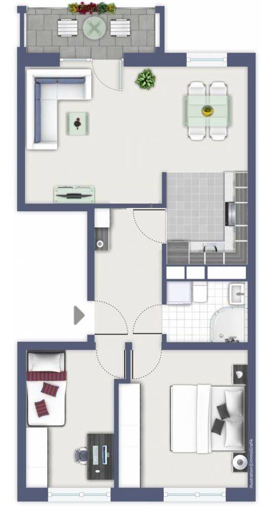 3-Raumwohnung mit Südbalkon und Dusche – Chemnitz – Vorschaubild 4