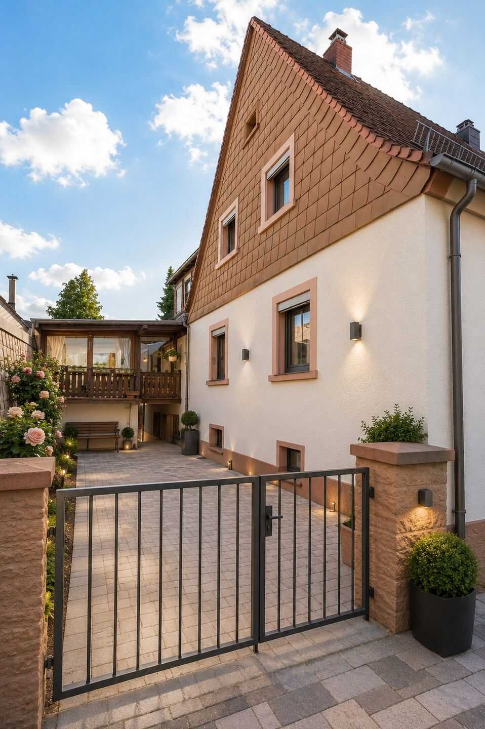 GEMÜTLICHE DOPPELHAUSHÄLFTE INKL. SCHÖNEM WINTERGARTEN UND LOGGIA MIT TRAUMHAFTEM WEITBLICK, GARTEN, STELLPLATZ UND NEBENGEBÄUDE IN BEGEHRTER WOHNLAGE
