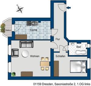 Komplett sanierte 2 Zimmer Wohnung in zentraler Lage – 1159 Dresden – Vorschaubild 2