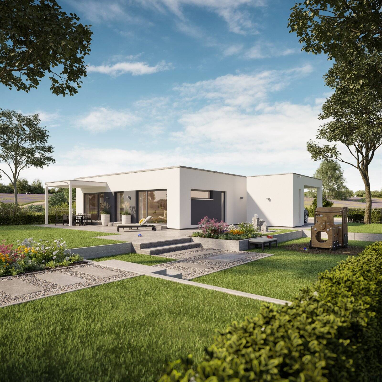 Flachdach-Bungalow - Modernes Wohnen nach deinem Wunsch in Kiel-Suchsdorf in KFW 40 QNG inklusive Photovoltaik und Batteriespeicher !