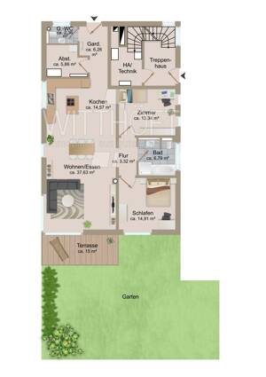 3-Zimmer-Terrassenwohnung mit eigenem Gartenanteil! – 22391 Hamburg – Vorschaubild 2