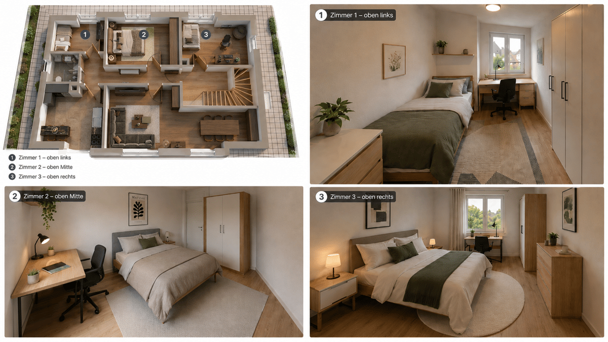 3 WG-Zimmer in gepflegter Studenten-WG – unterschiedliche Größen | Warmmiete inkl. Strom & WLAN – 74909 Meckesheim – Bild 1 von 4