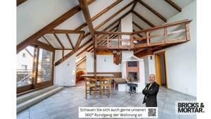 Kein Standard sondern charaktervolles Zuhause: DG-Maisonette mit Holzofen & Galerie in Waldtrudering – 81827 München – Vorschaubild 1