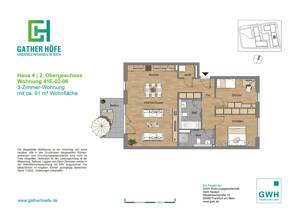 47124/45 Helle 3-Zimmer-Wohnung (ca. 95 m²) mit großem Balkon und bodentiefen Fenstern in Düsseldorf-Gatherhof – 40472 Düsseldorf – Vorschaubild 2