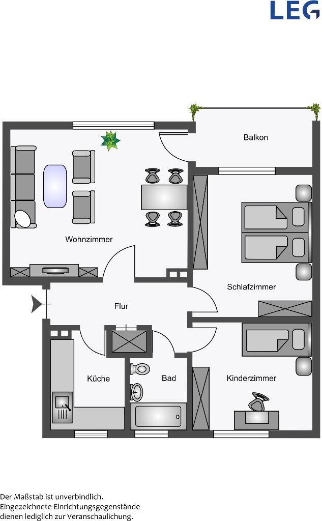 EG Wohnung mit 3 Zimmern in Hamm Bockum-Hövel – Hamm – Vorschaubild 2